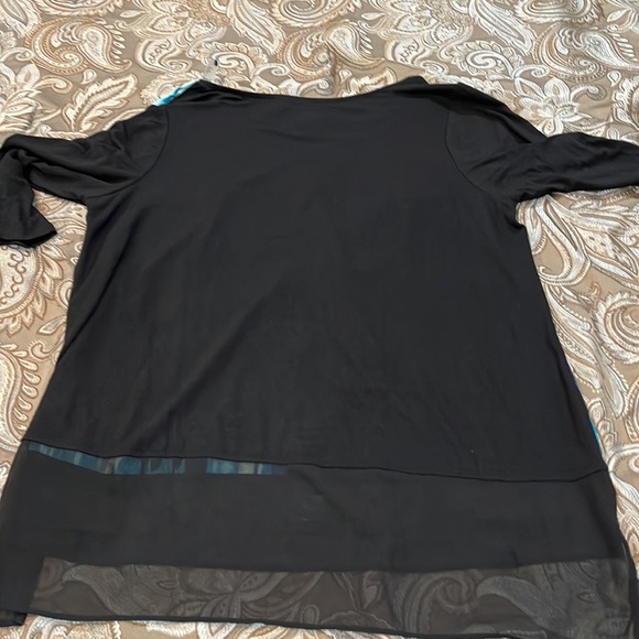 Lane Bryant 3/4 sleeve, front bod: teal, black purple back body: black knit - Picture 5 of 8